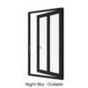 Single Front Entry Door with Single Vertical Midrail Night Sky Outside