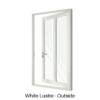 Single Front Entry Door with Single Vertical Midrail White Lustre Outside