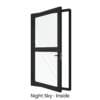 Single Front Entry Door with Single Horizontal Midrail Night Sky Inside