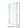 Single Front Entry Door with Single Horizontal Midrail Pearl White Inside