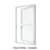 Single Front Entry Door with Single Horizontal Midrail Pearl White Outside