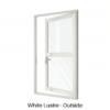 Single Front Entry Door with Single Horizontal Midrail White Lustre Outside