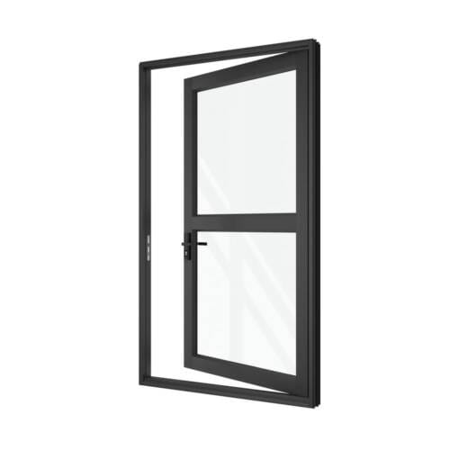Single Front Entry Door with Single Horizontal Midrail