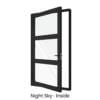 Single Front Entry Door with Double Horizontal Midrails Night Sky Inside