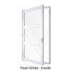 Single Front Entry Door with Double Horizontal Midrails Pearl White Inside