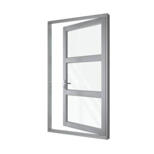 Single Front Entry Door with Double Vertical Midrails Charcoal Lustre-2