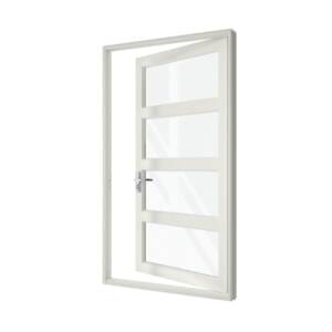 Single Front Entry Door with Three Horizontal Midrails