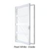 Single Front Entry Door with Three Horizontal Midrails Pearl White Inside