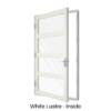 Single Front Entry Door with Three Horizontal Midrails White Lustre Inside