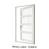Single Front Entry Door with Three Horizontal Midrails White Lustre Outside