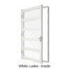 Single Front Entry Door with Four Horizontal Midrails White Lustre Inside