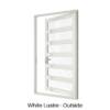 Single Front Entry Door with Five Horizontal Midrails White Lustre Outside