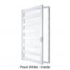Single Front Entry Door with Six Horizontal Midrails Pearl White Inside