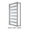 Single Front Entry Door with Six Horizontal Midrails Silver Lustre Inside