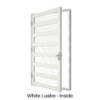Single Front Entry Door with Six Horizontal Midrails White Lustre Inside