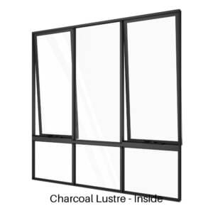 Double Awning with Centre Fixed Lite over Three Low Lites Charcoal Lustre Inside Double Awning with Centre Fixed Lite over Three Low Lites Charcoal Lustre Inside