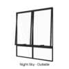 Double Awning Windows over Two Low Lites Night Sky Outside