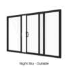 Single Centre Sliding Door with Two Fixed Lites Night Sky Outside