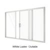 Single Centre Sliding Door with Two Fixed Lites White Lustre Outside