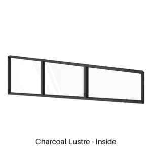 Three Panel Fixed Raked Window Charcoal Lustre Inside