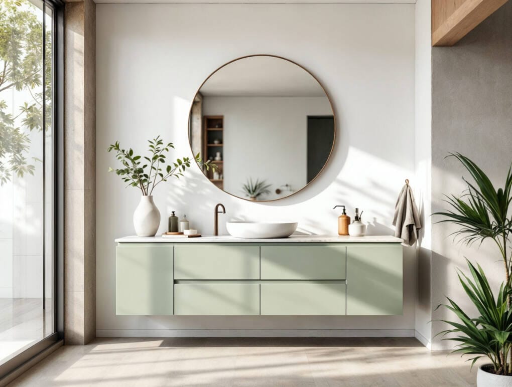 Muted green vanity colour