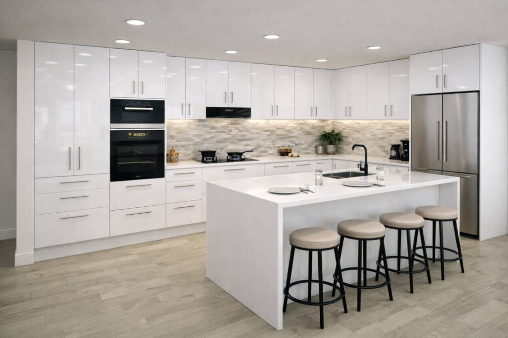 Kitchen installation of Ross's Discount Home Centres' 2PAC cabinets