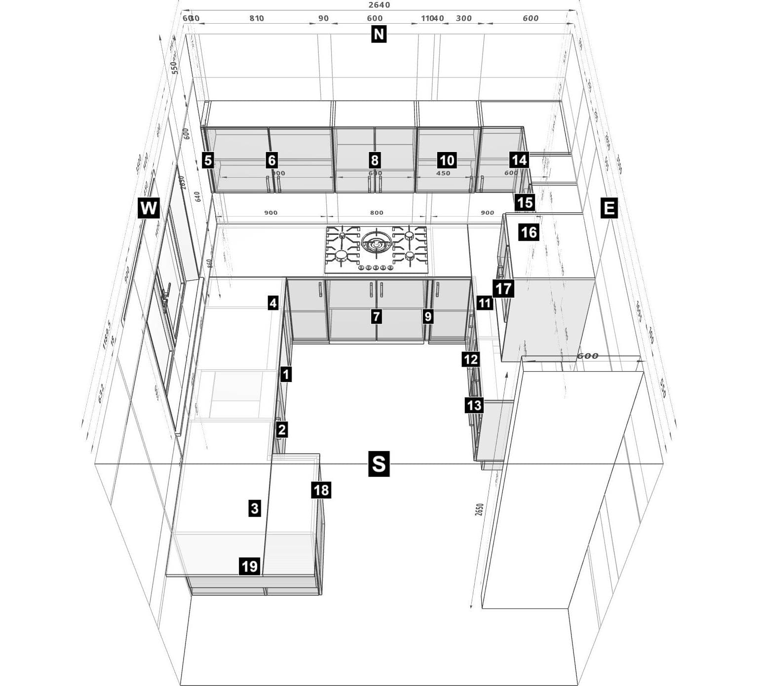u-shape kitchen design inspo