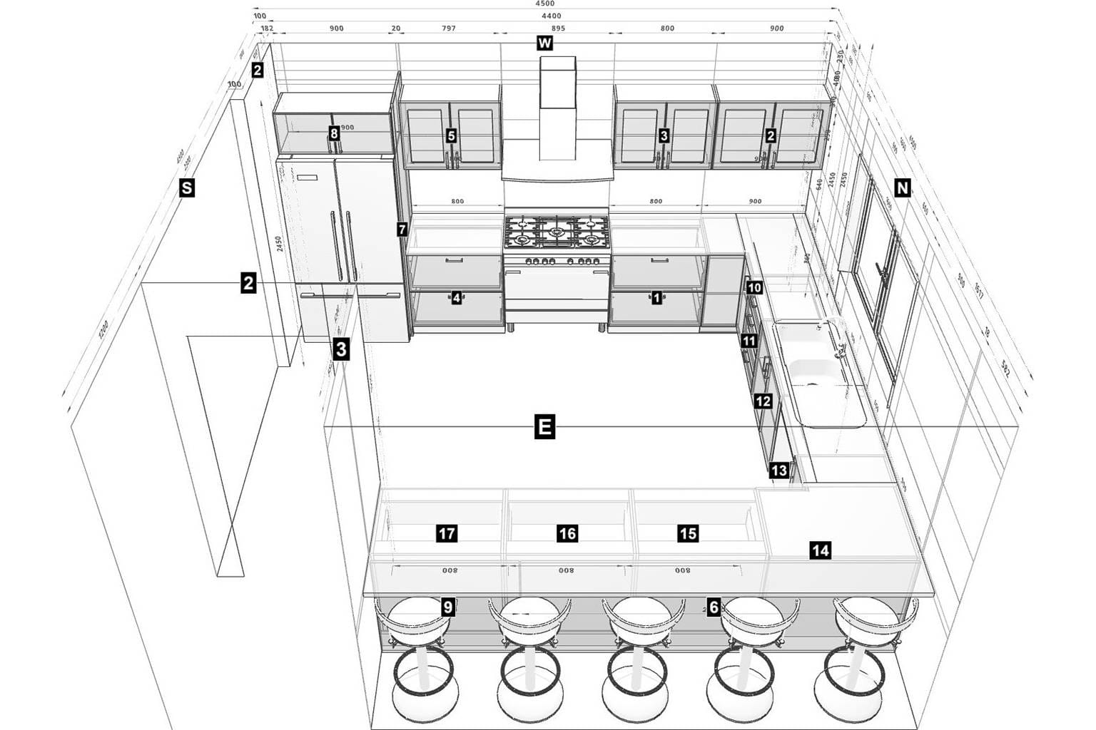 u-shape kitchen idea