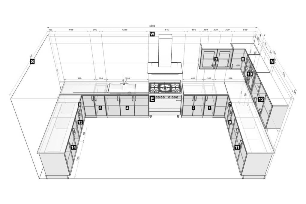 inspiration for u-shaped kitchen layout