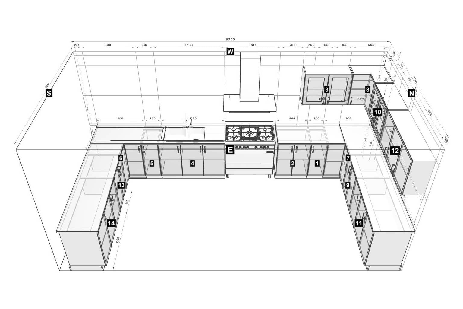 inspiration for u-shaped kitchen layout