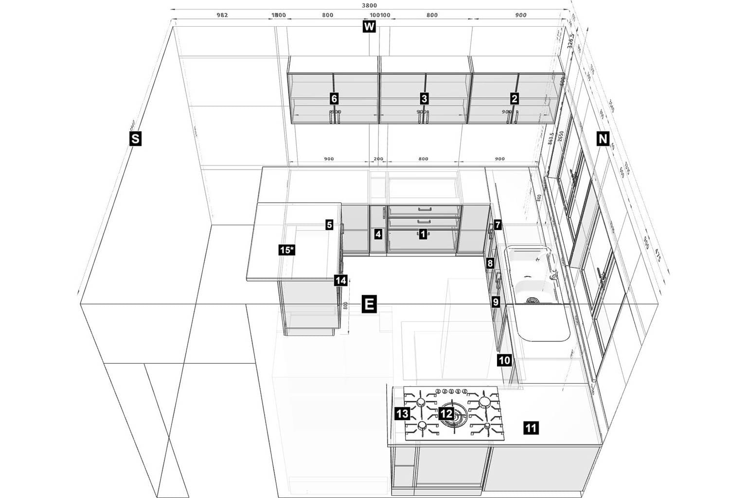 ideas for u-shaped kitchen cabinet design