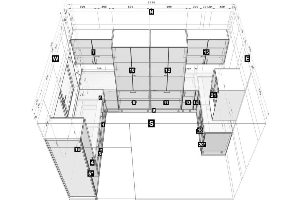 u-shaped kitchen cabinet design inspo