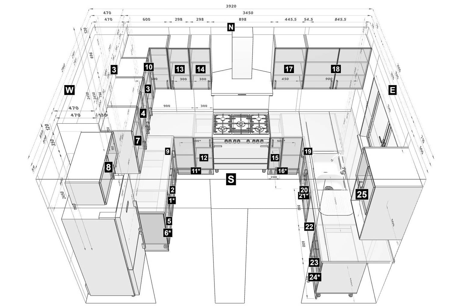 u-shaped kitchen designs