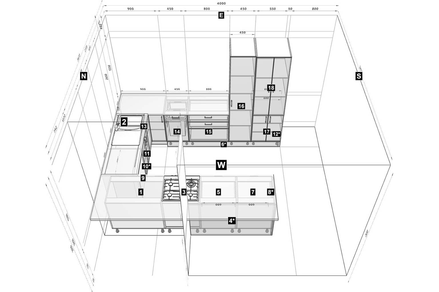 ideas for kitchen in u-shaped