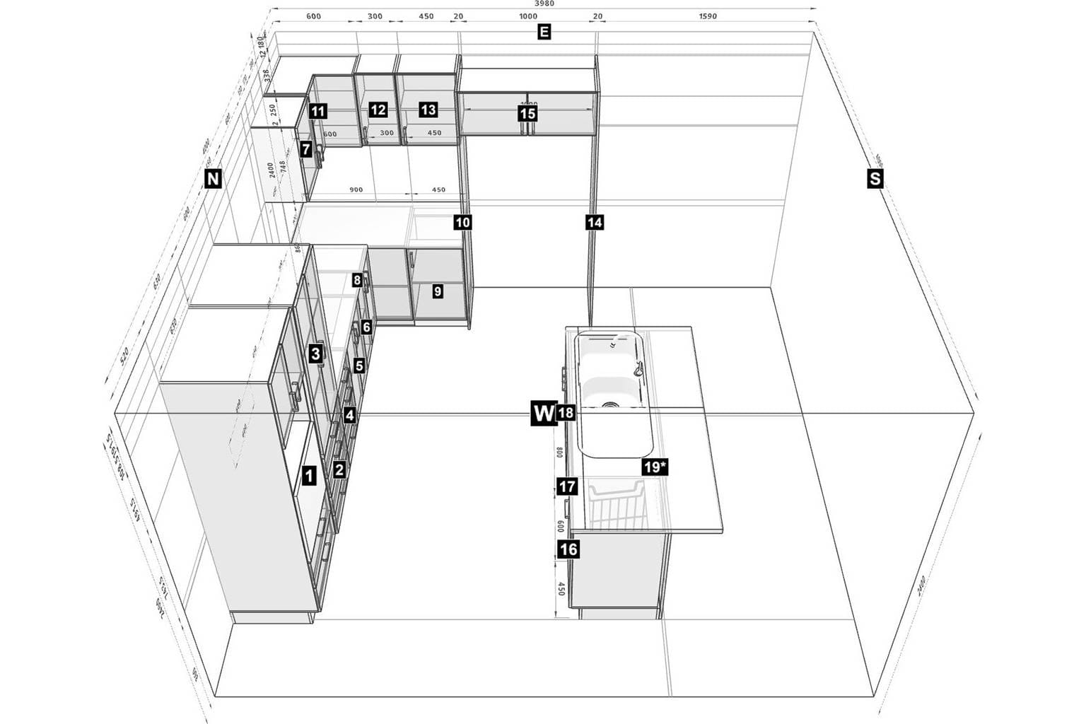 l-shaped kitche with island