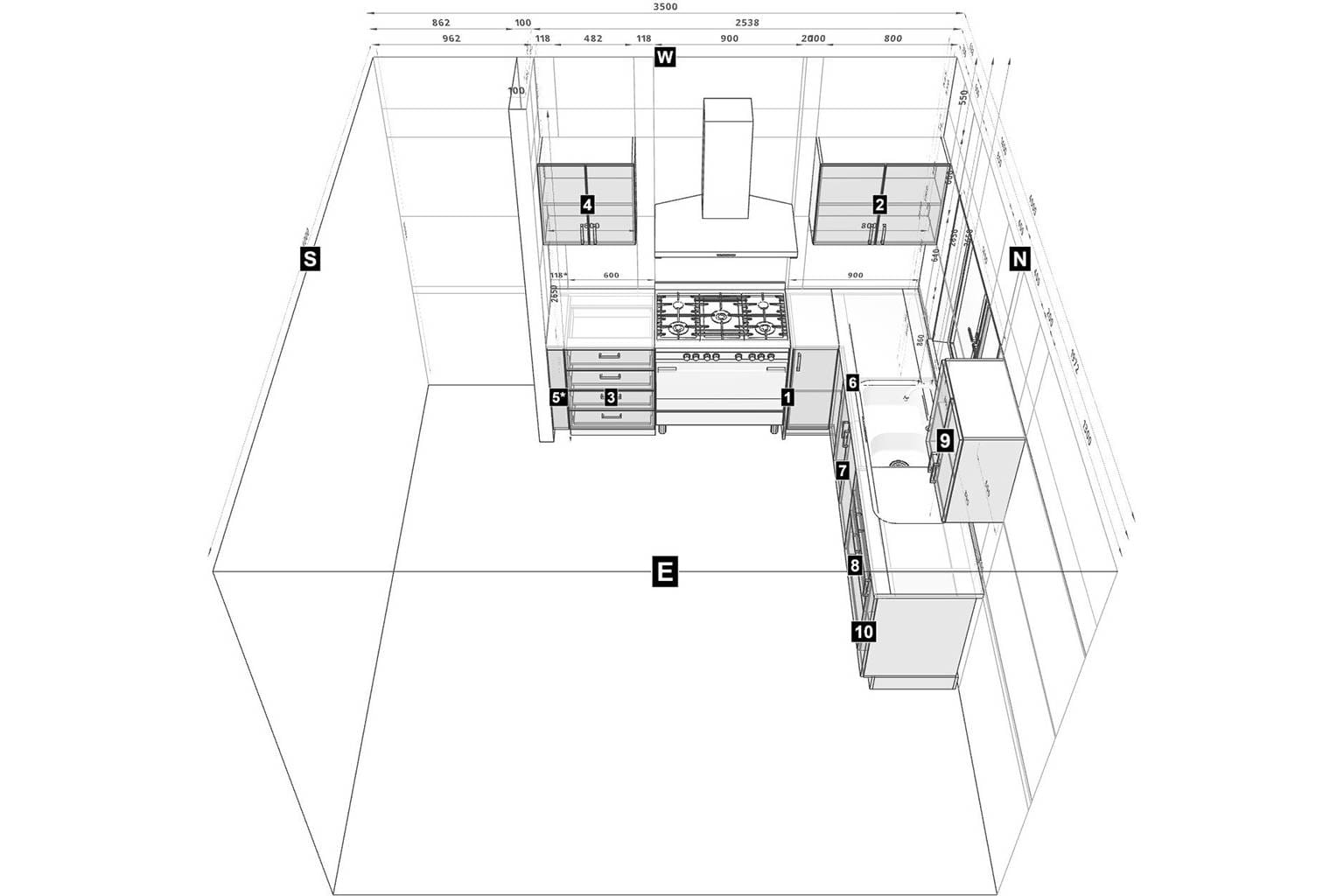 l-shaped kitchen design idea