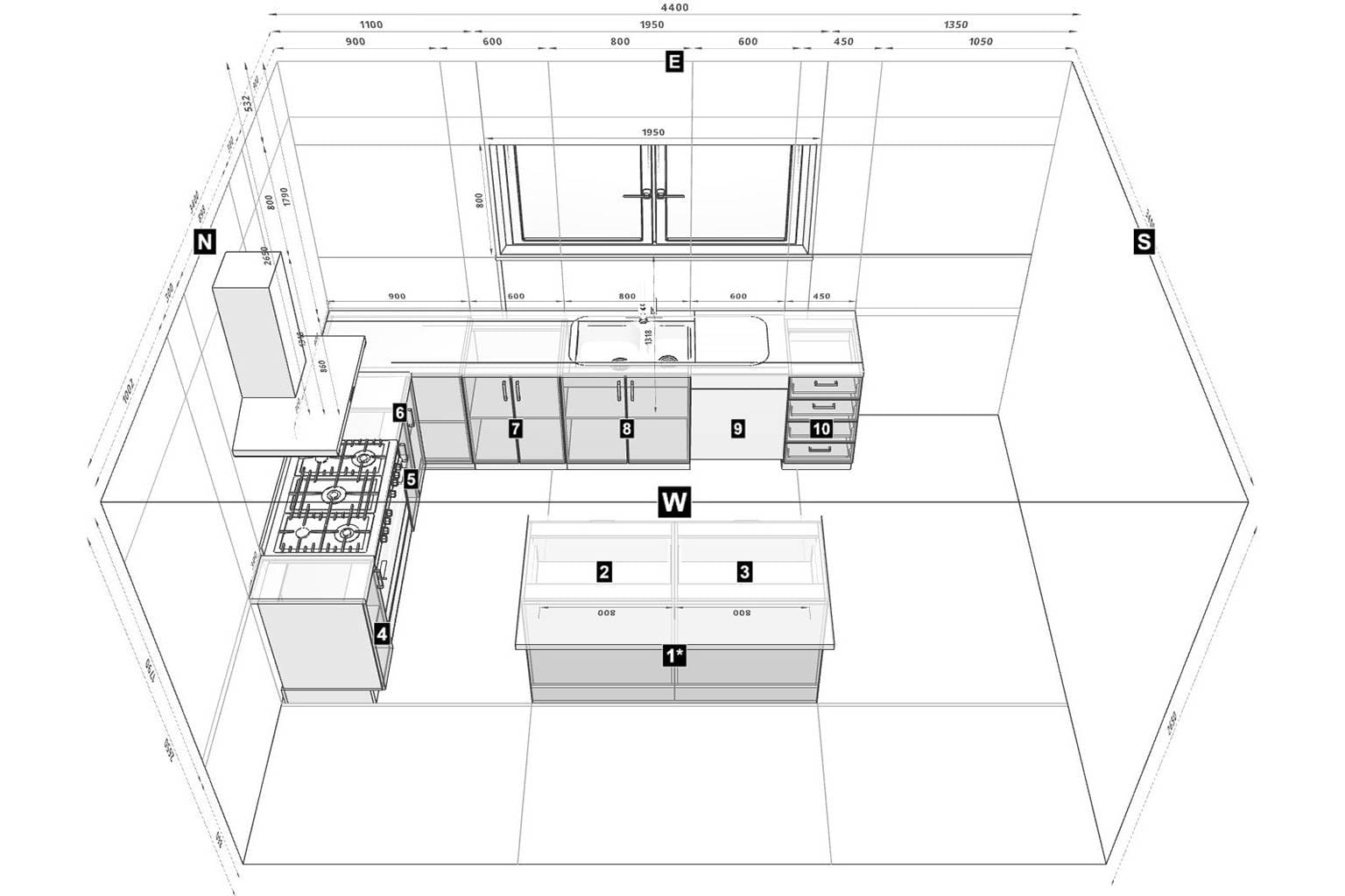 l-shaped kitchen layout with island
