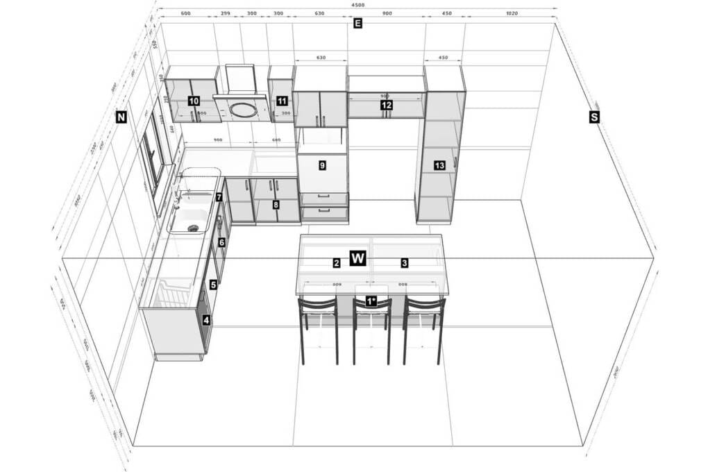 l-shaped kitchen design with island bench