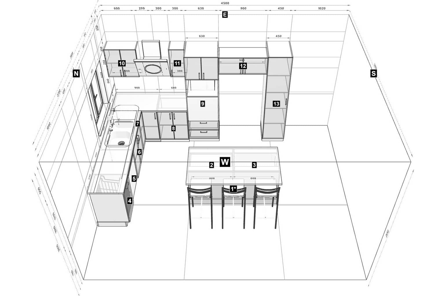l-shaped kitchen design with island bench