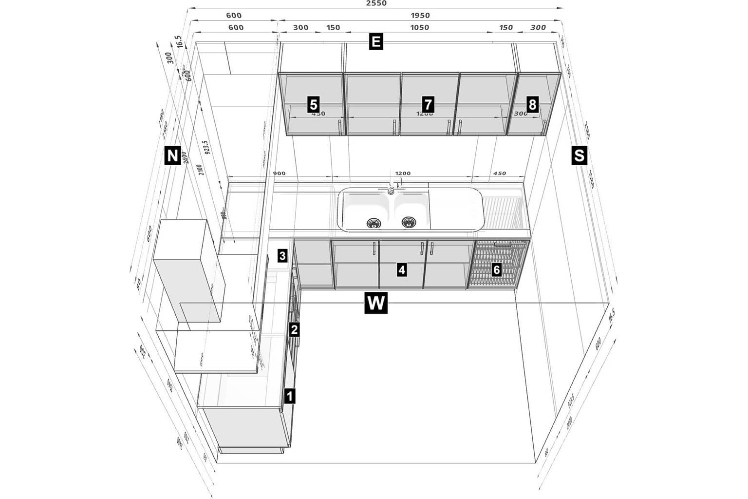 l-shape kitchen plan