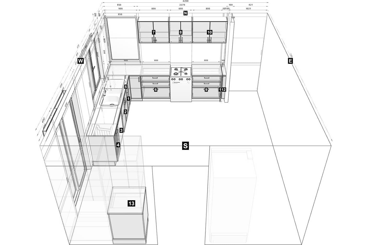 l-shape kichen design idea