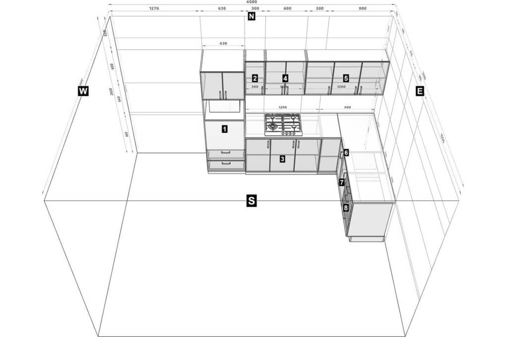 idea for l-shape kitchen layout