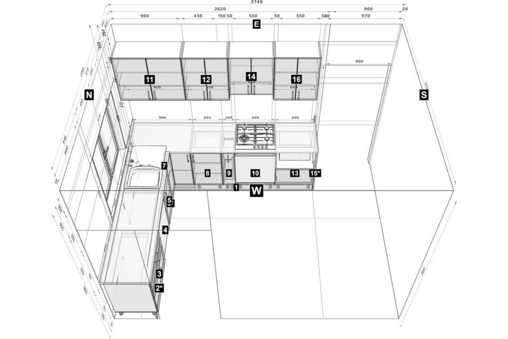 layout for l-shape kitchen design
