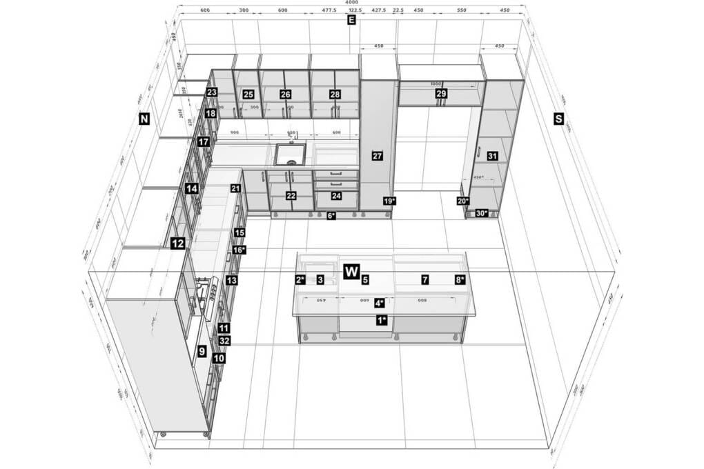 l-shape kitchen design with island