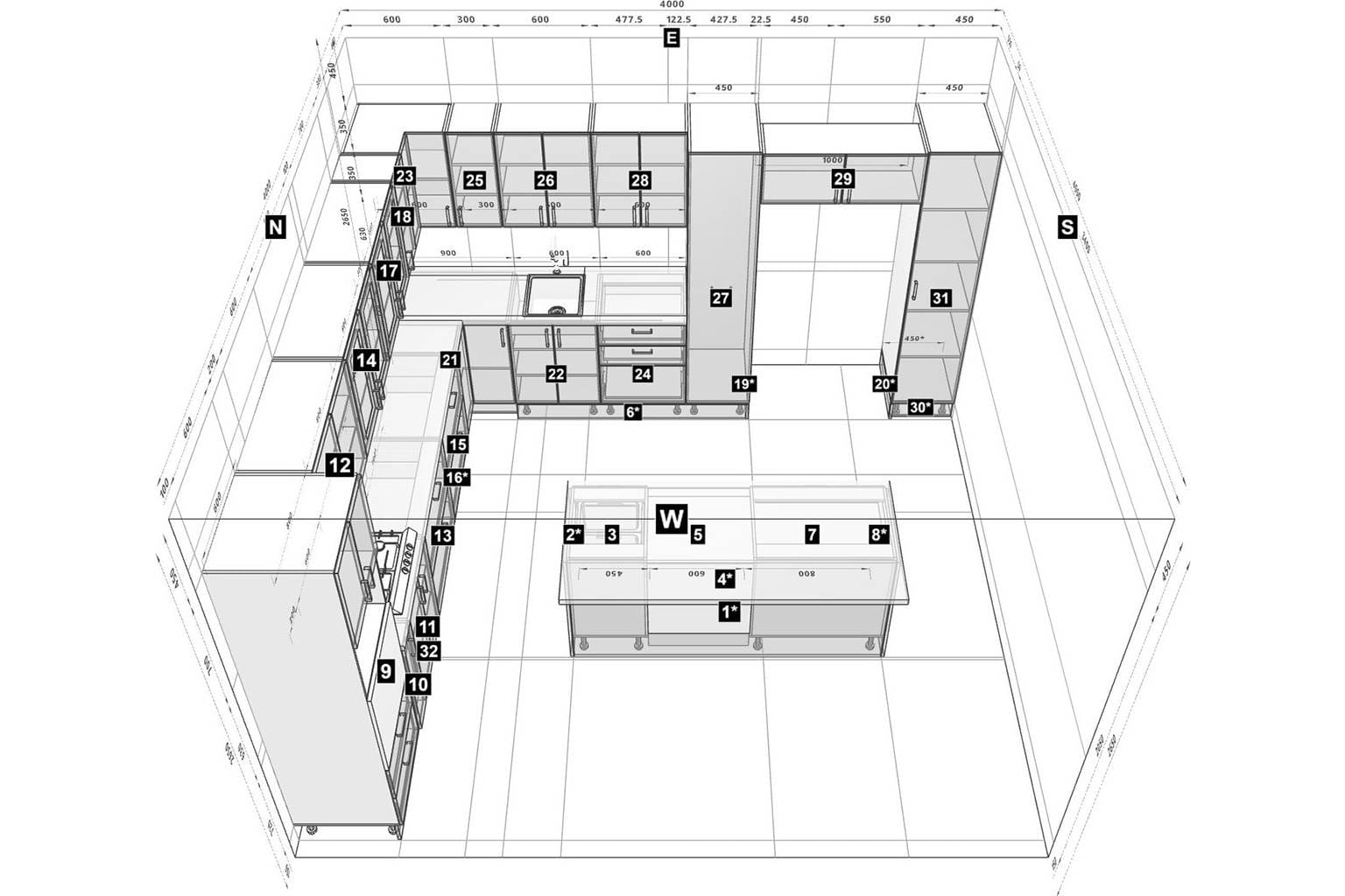 l-shape kitchen design with island