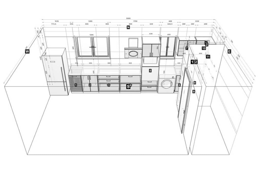 one-wall kitchen design without island