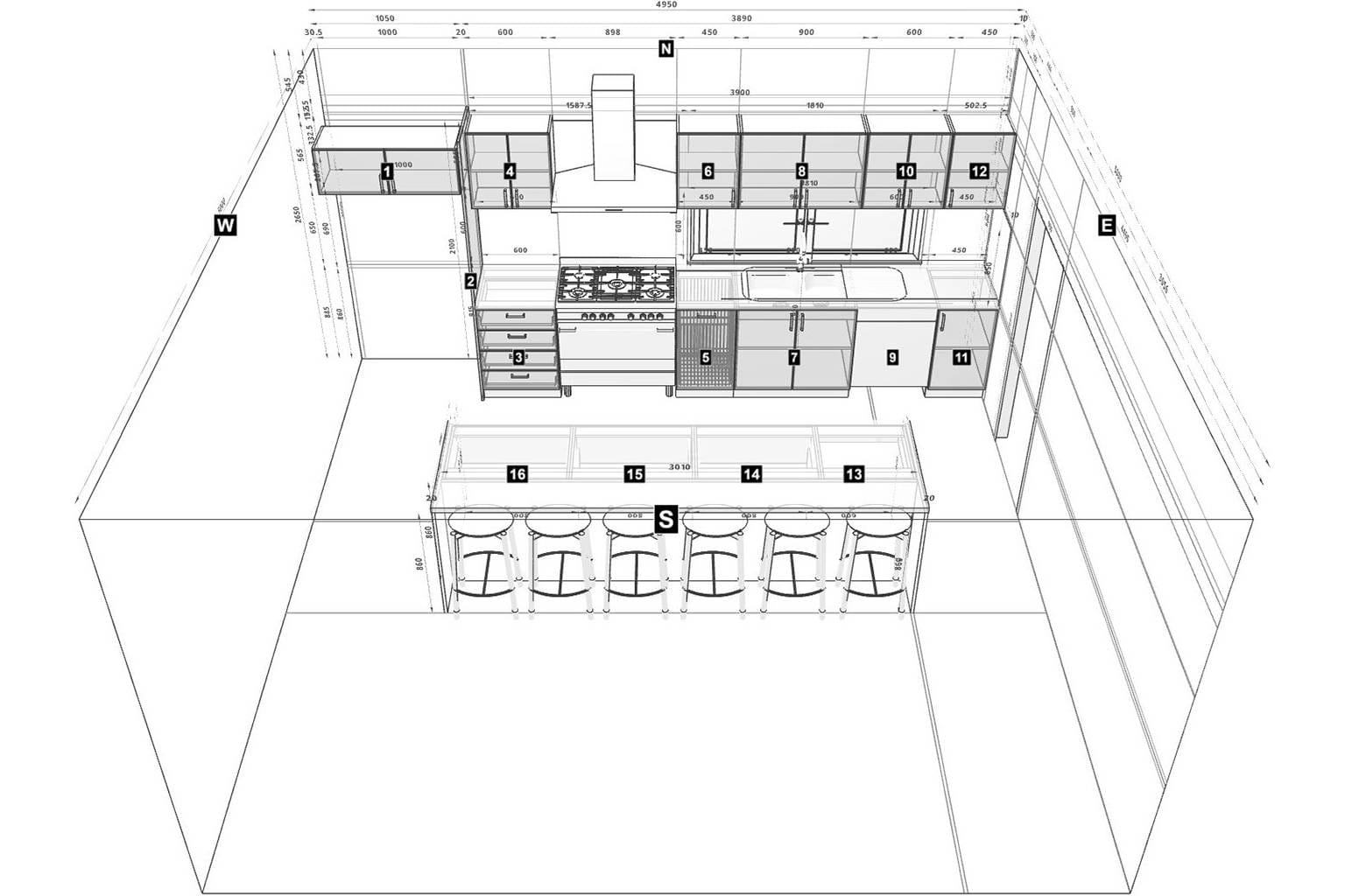 inspo fro one-wall kitchen design