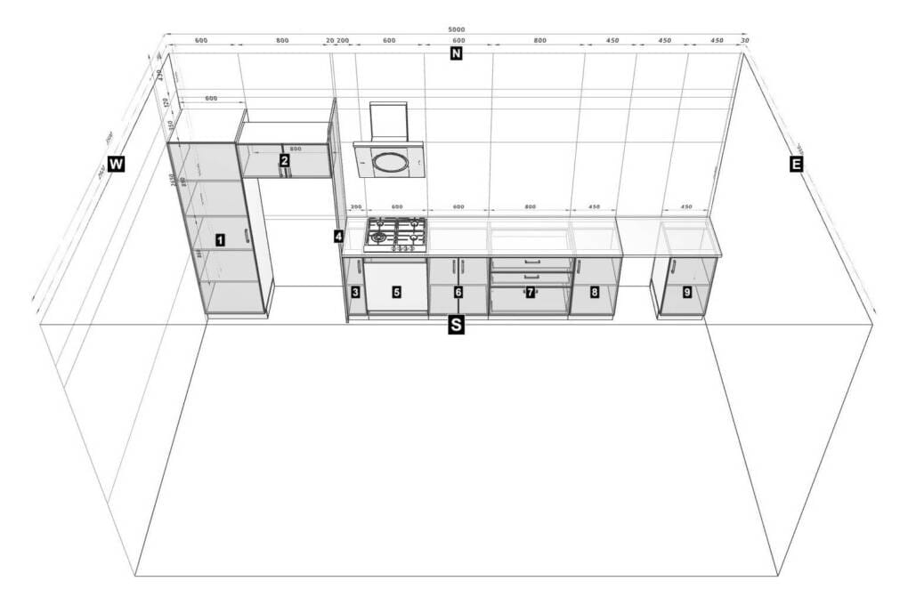 one-wall kitchen layout idea