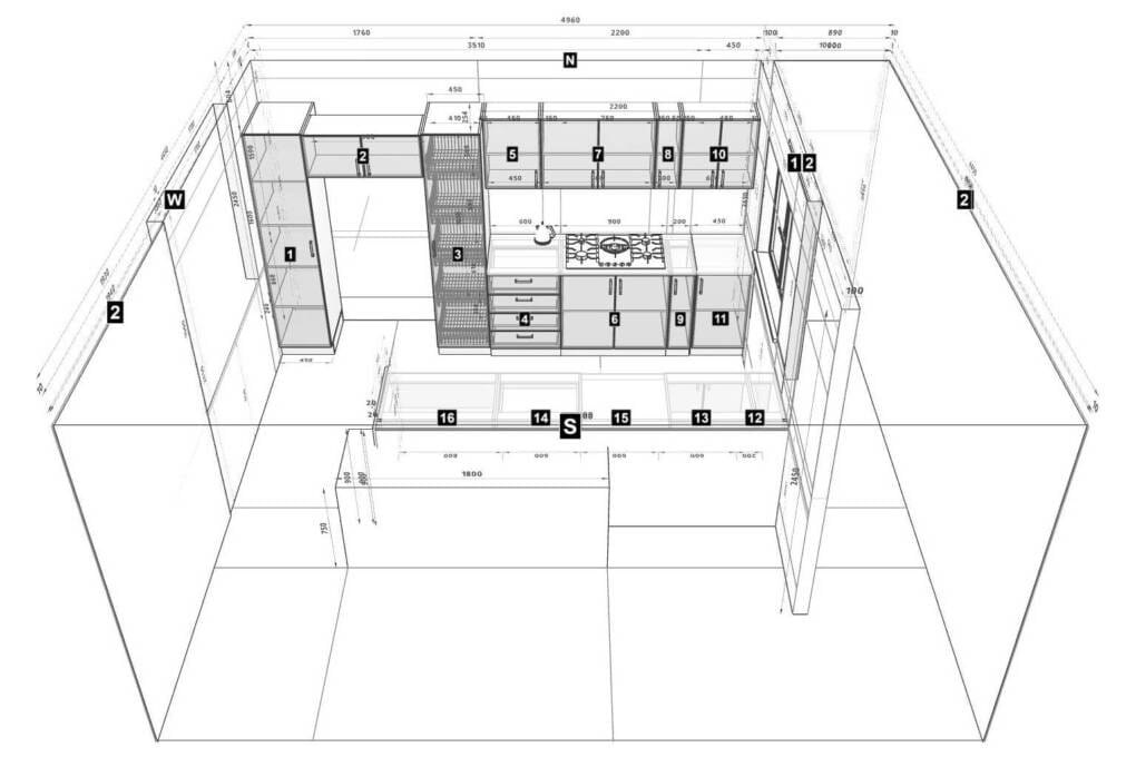 one-wall kitchen with peninsula