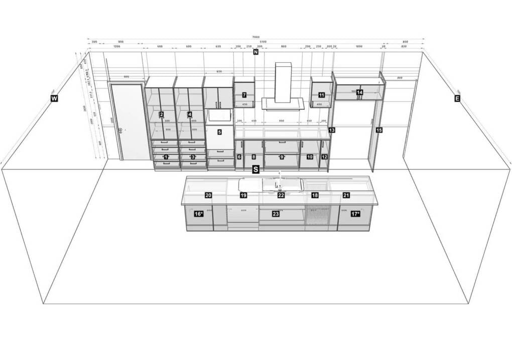single wall kitchen with island